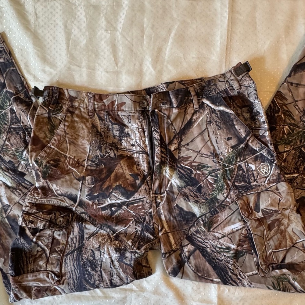 Game Winner Men's Cargo Pants Large Camo Realtree Cotton Hunting Pants 36 x 30
